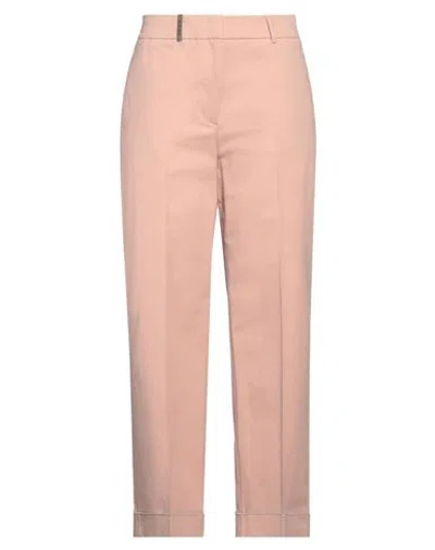 Peserico Woman Pants Light Brown Size 10 Cotton, Lyocell, Elastane In Beige