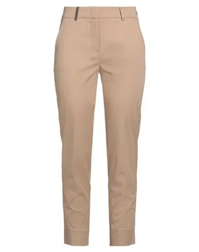 Peserico Woman Pants Light Brown Size 14 Cotton, Elastane In Beige