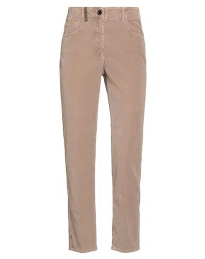 Peserico Woman Pants Light Brown Size 14 Cotton, Elastane