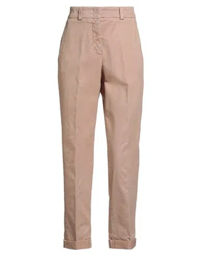 Peserico Woman Pants Light Brown Size 14 Cotton, Tencel, Silk, Elastane In Neutral