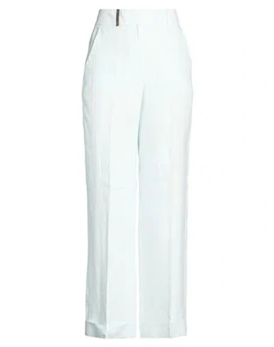 Peserico Woman Pants Light Green Size 8 Linen In Blue