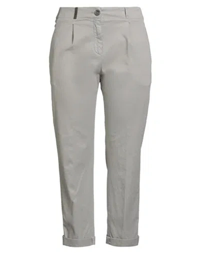 Peserico Woman Pants Light Grey Size 10 Cotton, Tencel, Silk, Elastane In Gray