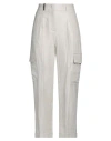 Peserico Woman Pants Light Grey Size 8 Linen In Grey