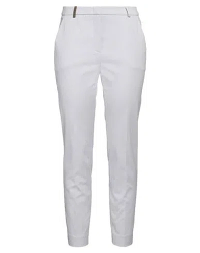 Peserico Woman Pants Light Grey Size 12 Cotton, Elastane