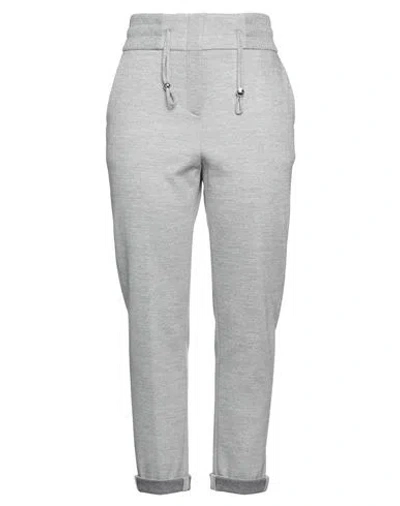 Peserico Woman Pants Light Grey Size 12 Cotton, Virgin Wool, Polyamide