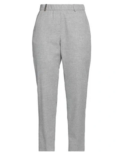 Peserico Woman Pants Light Grey Size 10 Wool, Polyester, Viscose, Polyamide, Elastane