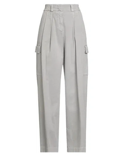 Peserico Woman Pants Light Grey Size 14 Cotton, Elastane In Gray