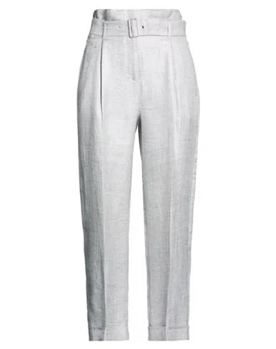 Peserico Woman Pants Light Grey Size 6 Linen, Acetate In Gray