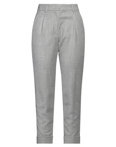 Peserico Woman Pants Light Grey Size 6 Virgin Wool, Polyamide, Metallic Fiber In Gray