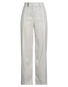 Peserico Woman Pants Light Grey Size 6 Virgin Wool, Silk, Elastane In Gray