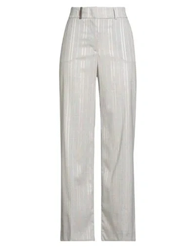 Peserico Woman Pants Light Grey Size 6 Virgin Wool, Silk, Elastane In Gray