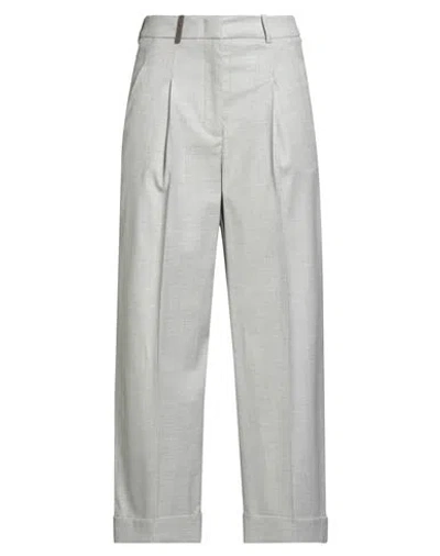Peserico Woman Pants Light Grey Size 6 Virgin Wool, Viscose, Elastane In Gray