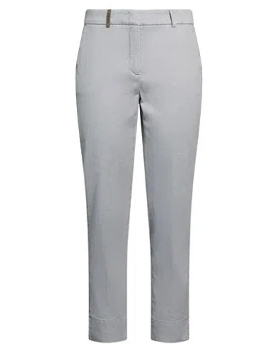 Peserico Woman Pants Light Grey Size 8 Cotton, Elastane In Gray