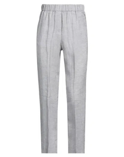 PESERICO PESERICO WOMAN PANTS LIGHT GREY SIZE 2 LINEN
