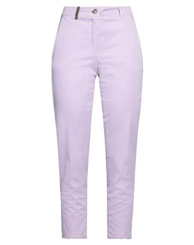 Peserico Woman Pants Lilac Size 2 Cotton, Elastane In Purple