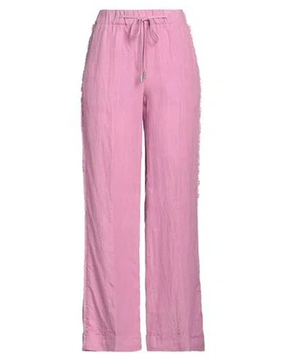 Peserico Woman Pants Mauve Size 8 Linen, Cotton In Purple