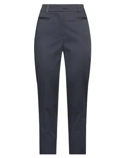 PESERICO PESERICO WOMAN PANTS MIDNIGHT BLUE SIZE 10 COTTON, ELASTANE