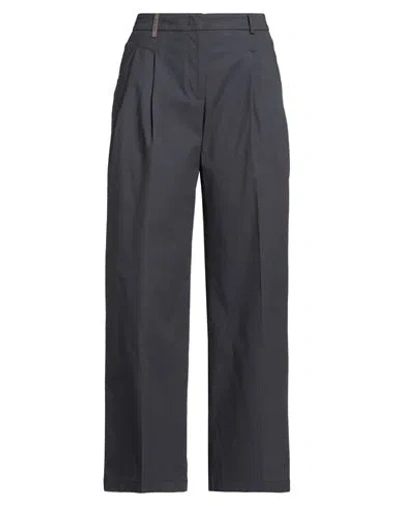 Peserico Woman Pants Midnight Blue Size 10 Cotton, Elastane In Blue