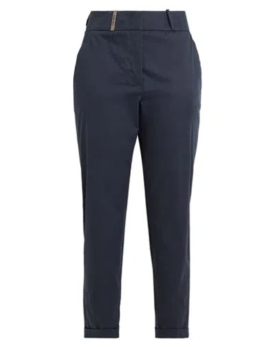 Peserico Woman Pants Midnight Blue Size 12 Cotton, Elastane