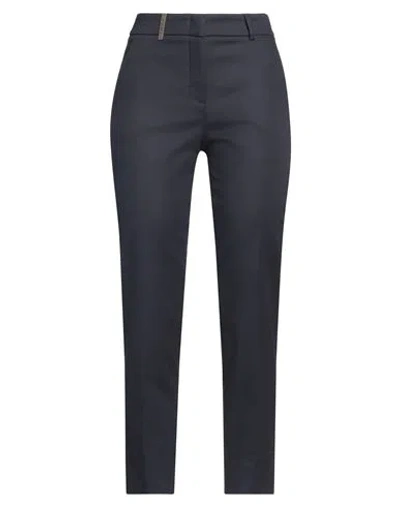 PESERICO PESERICO WOMAN PANTS MIDNIGHT BLUE SIZE 4 COTTON, VISCOSE, ELASTANE