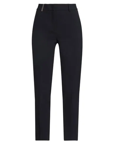 Peserico Woman Pants Midnight Blue Size 4 Polyester, Viscose, Cotton, Elastane In Blue