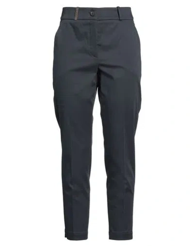 Peserico Woman Pants Midnight Blue Size 6 Cotton, Elastane