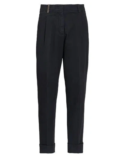 Peserico Woman Pants Midnight Blue Size 8 Cotton, Elastane