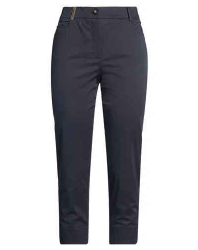 Peserico Woman Pants Midnight Blue Size 8 Cotton, Elastane