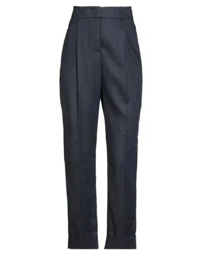 Peserico Woman Pants Midnight Blue Size 8 Linen, Virgin Wool