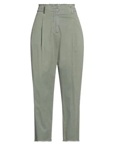 Peserico Woman Pants Military Green Size 12 Cotton, Elastane