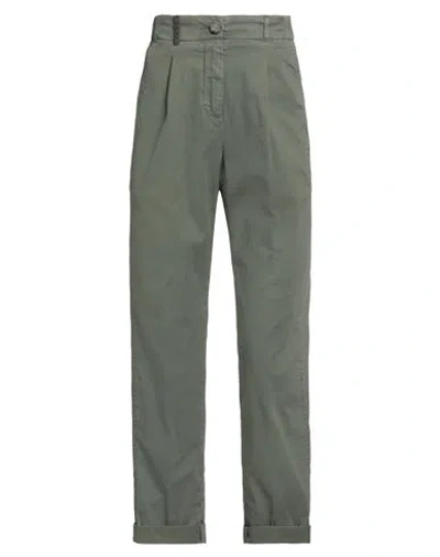 Peserico Woman Pants Military Green Size 2 Cotton, Elastane In Green