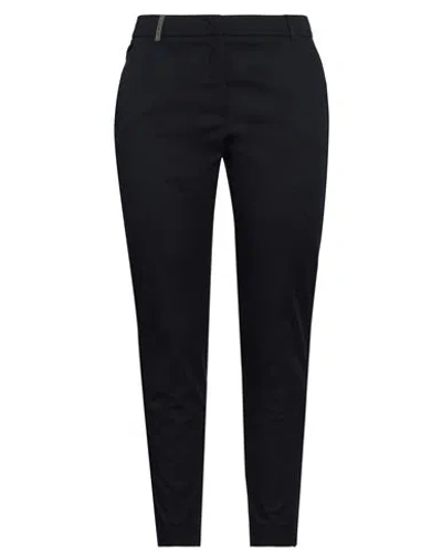 Peserico Woman Pants Navy Blue Size 14 Cotton, Elastane In Navy Blue