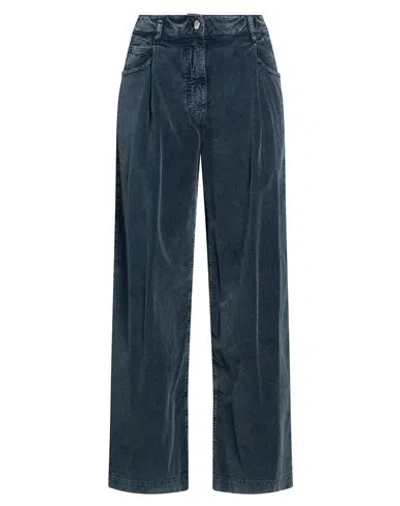 Peserico Woman Pants Navy Size 2 Cotton In Blue