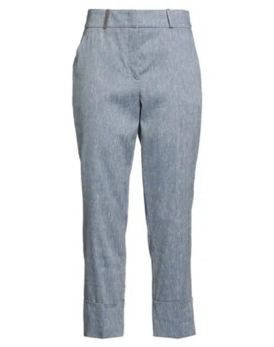 Peserico Woman Pants Navy Size 4 Virgin Wool, Linen In Blue