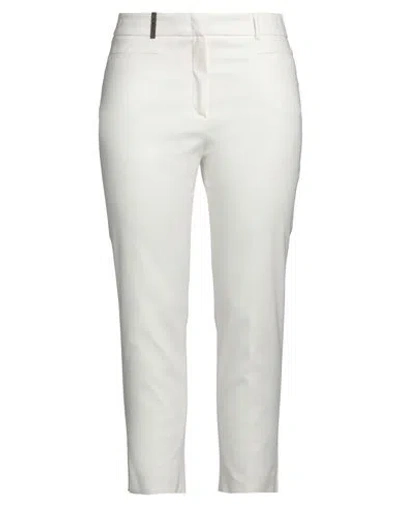 Peserico Woman Pants Off White Size 10 Cotton, Viscose, Elastane In Neutral
