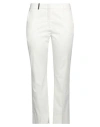 Peserico Woman Pants Off White Size 12 Cotton, Elastane, Leather