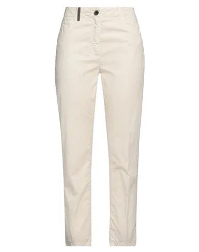 Peserico Woman Pants Off White Size 12 Cotton, Elastane