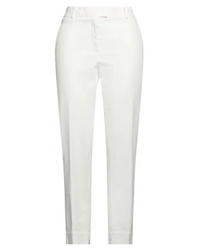Peserico Easy Woman Pants Off White Size 12 Cotton, Elastane