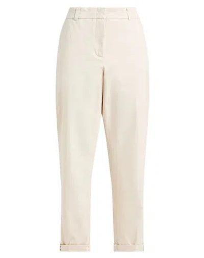 Peserico Woman Pants Off White Size 10 Cotton, Elastane In Neutral