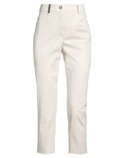 Peserico Woman Pants Off White Size 14 Cotton, Elastane