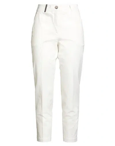 Peserico Woman Pants Off White Size 6 Cotton, Elastane