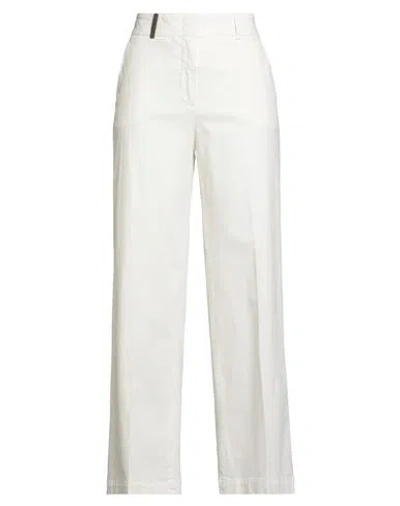 Peserico Woman Pants Off White Size 6 Cotton, Elastane