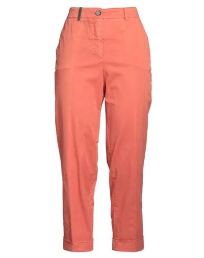 Peserico Woman Pants Orange Size 6 Cotton, Elastane