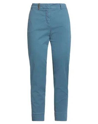 Peserico Woman Pants Pastel Blue Size 16 Cotton, Elastane