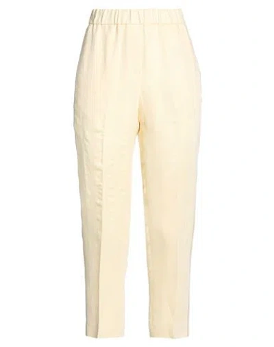 Peserico Woman Pants Pastel Yellow Size 16 Viscose, Linen