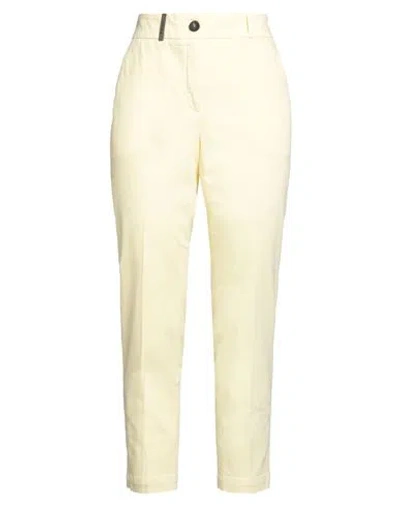 Peserico Woman Pants Pastel Yellow Size 6 Cotton, Elastane