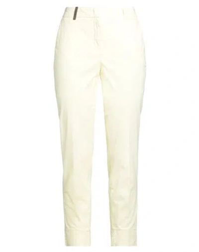 Peserico Woman Pants Pastel Yellow Size 8 Cotton, Elastane In White