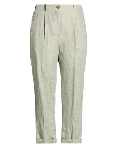 Peserico Woman Pants Sage Green Size 12 Linen
