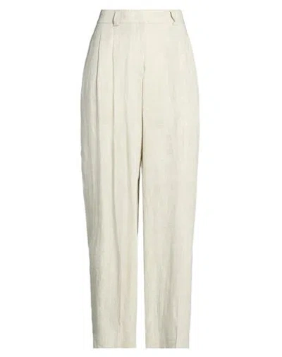 Peserico Woman Pants Sage Green Size 8 Linen In White