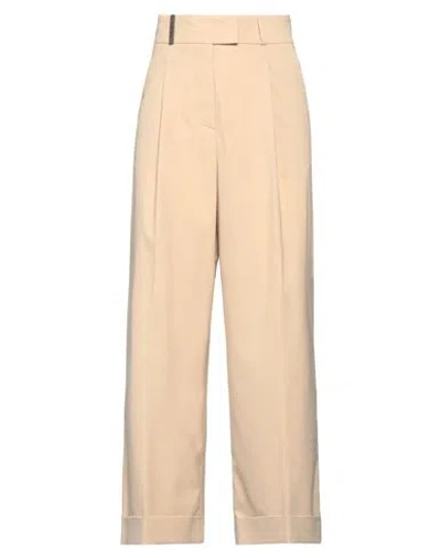 Peserico Woman Pants Sand Size 10 Polyester, Viscose, Elastane In Beige